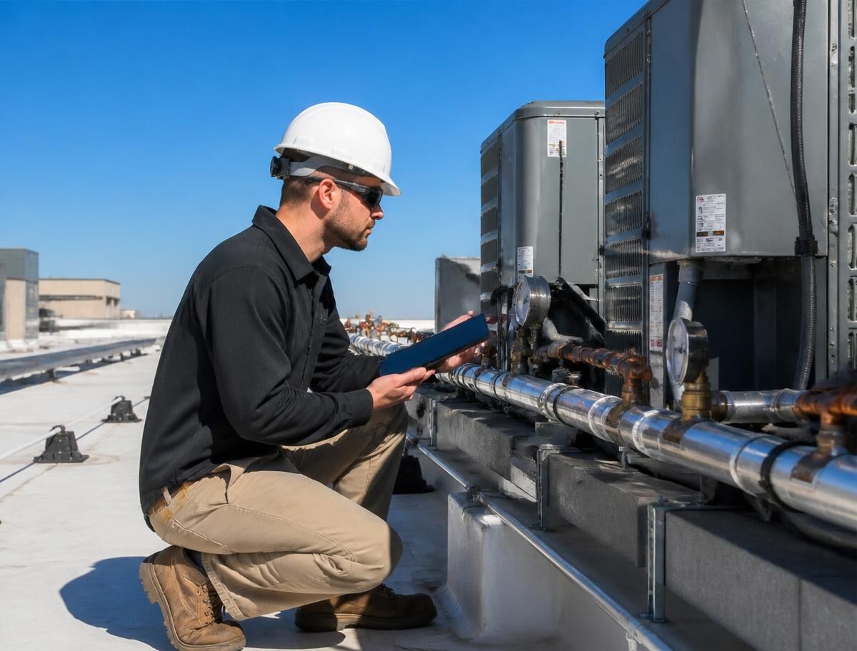 Rooftop HVAC assessment on a commercial building